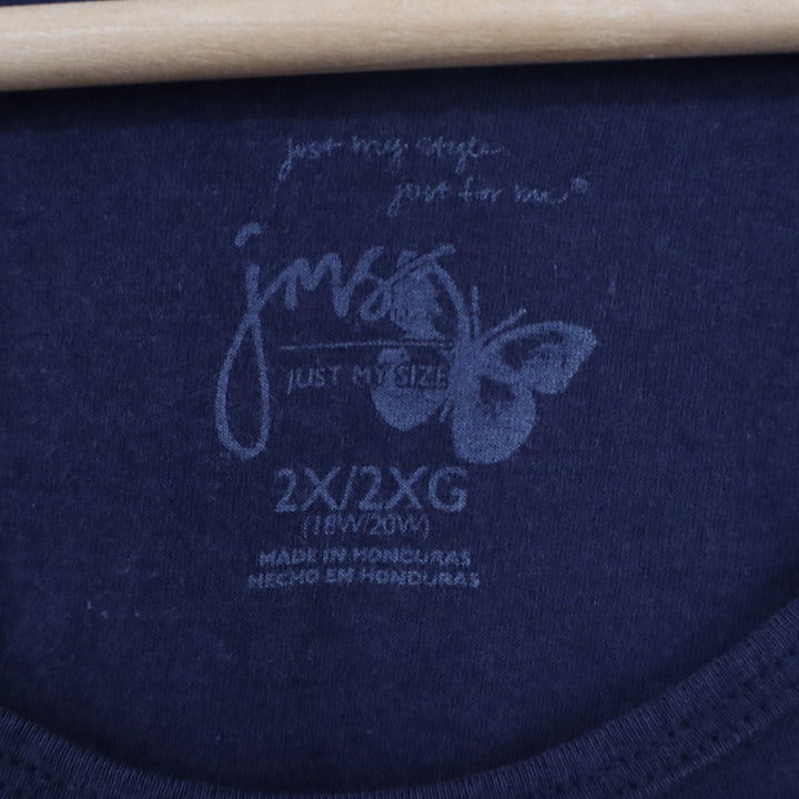 Just My Size Womens 2X Navy Blue Paisley Floral Graphic Cotton T-Shirt 2X