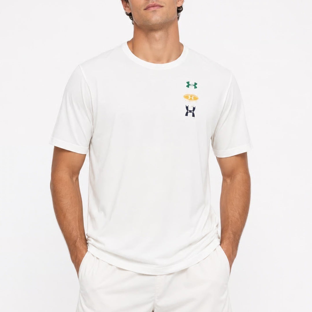 Under Armour Mens 60/40s Evol Logo SS T-Shirt White Size Medium NEW