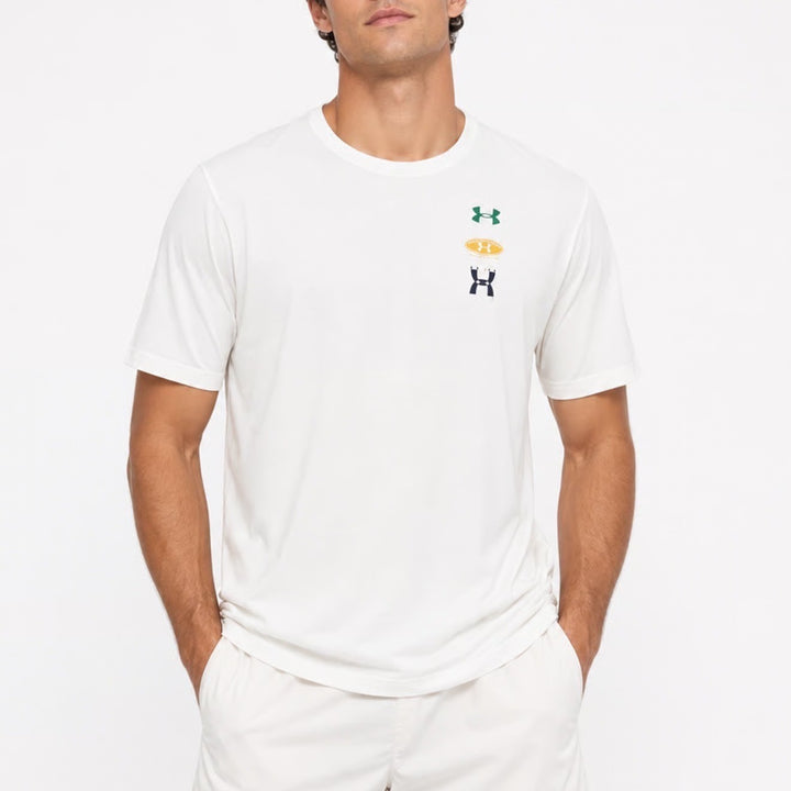 Under Armour Mens 60/40s Evol Logo SS T-Shirt White Size Medium NEW