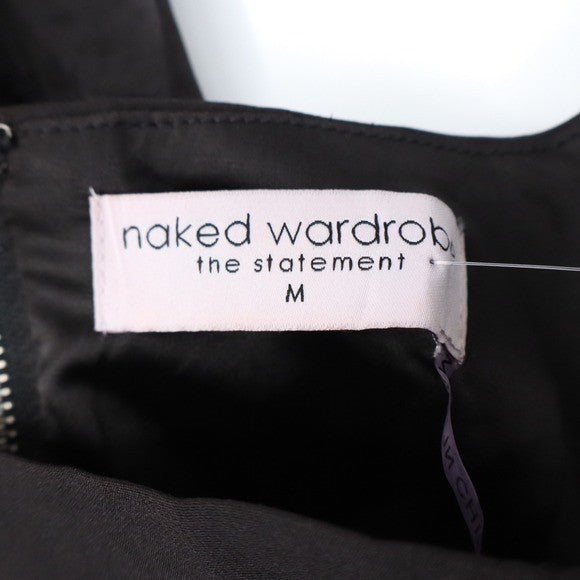 Naked Wardrobe Black Puff Sleeve Crop Top Square Neck M