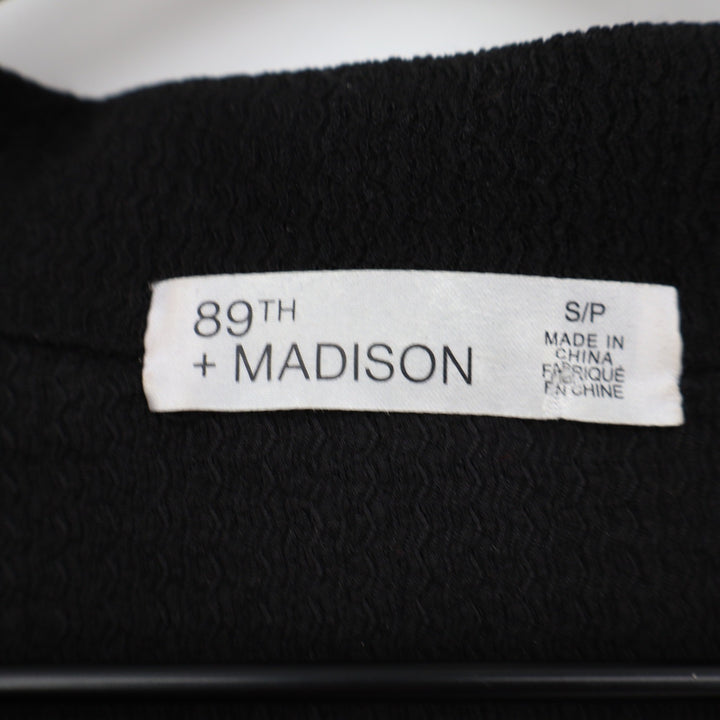 89th + Madison Black Twist Front Collared Long Sleeve Top Small