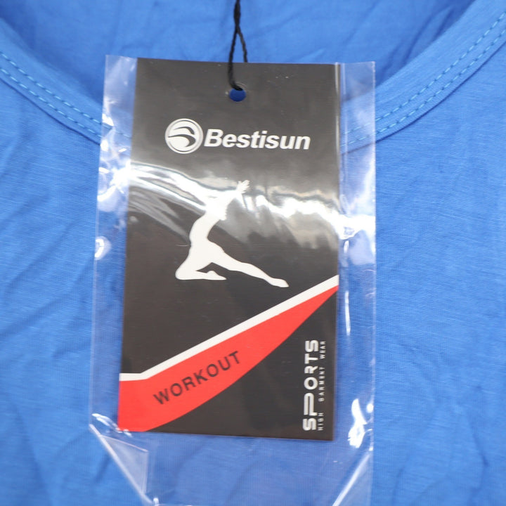 Bestisun Womens Blue Racerback Workout Tank Top Size L New NWT Modal Spandex