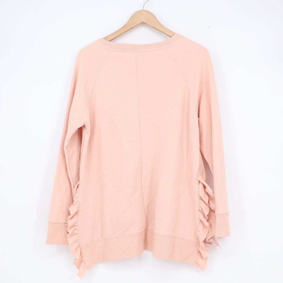 Alya Womens Peach Pink Ruffle Side Fleece Pullover Sweatshirt Size M