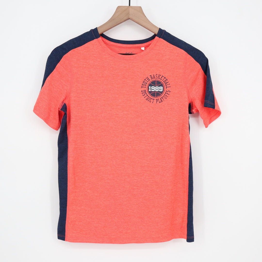 DSG Boys Large 14-16 Pieced Graphic Movement Tee Cabana Coral Basketball 1989