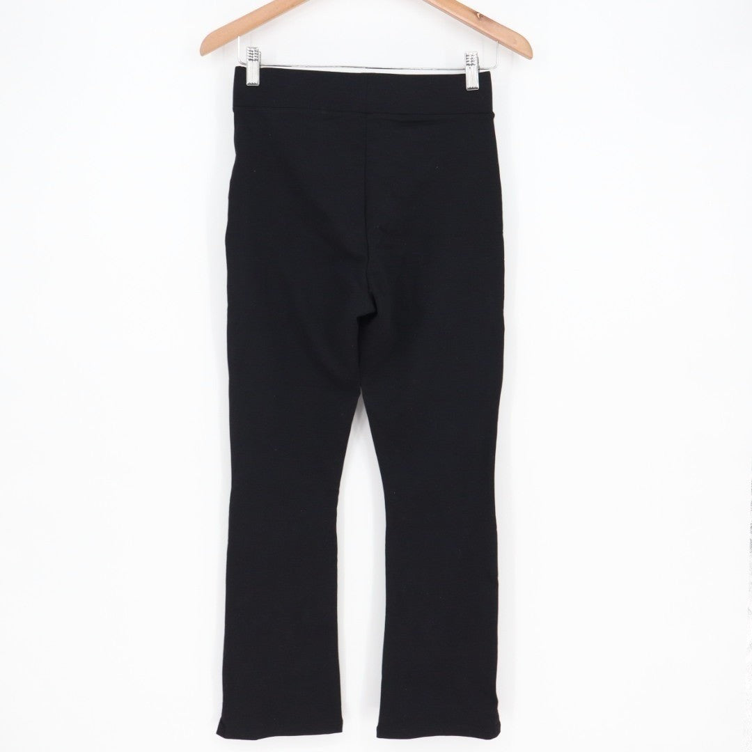 American Giant Ponte Kick Flare Pants Womens 4 Black Ankle Slit Elastic Waist