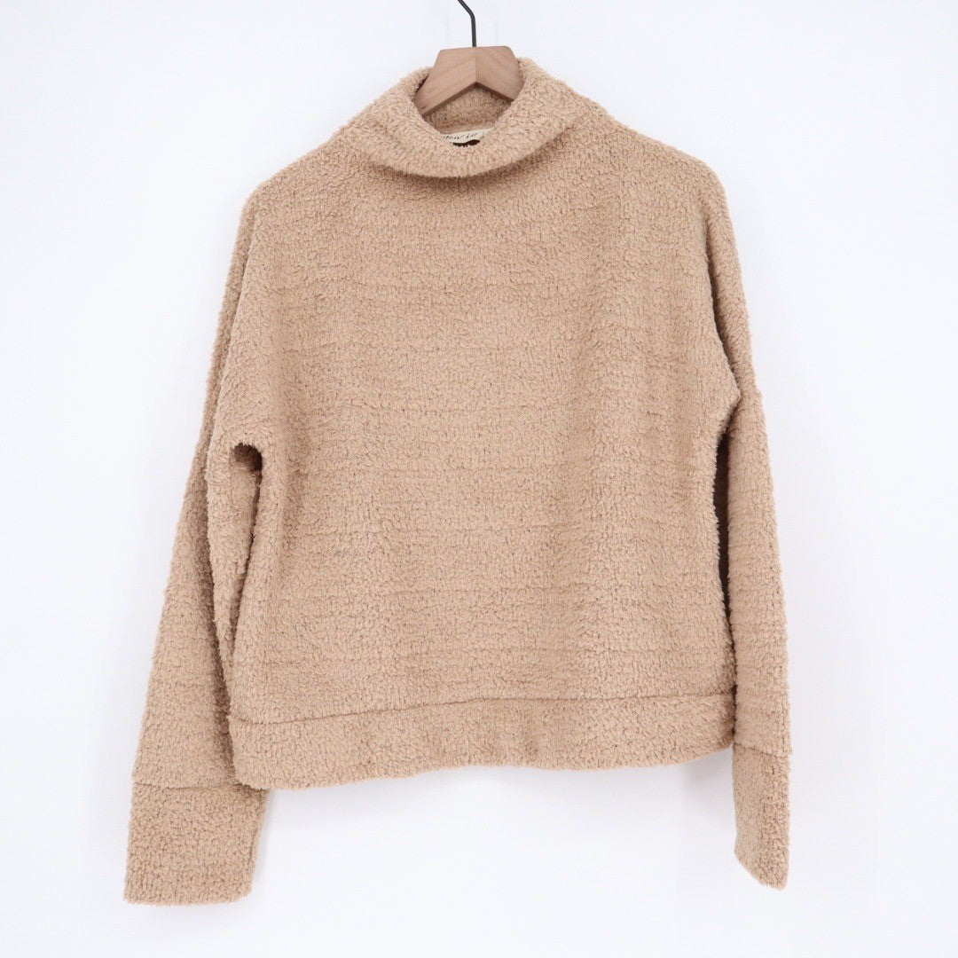 New In Fuzzy Fleece Mock Neck Long Sleeve Casual Pullover Top Size M