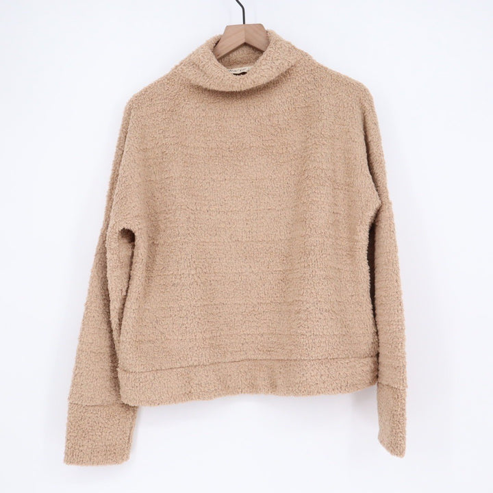 New In Fuzzy Fleece Mock Neck Long Sleeve Casual Pullover Top Size M