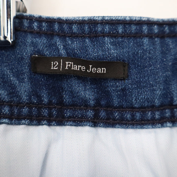 Talbots Womens Flare Jean Dark Wash Pintuck Trouser Denim Blue Size 12