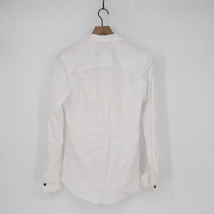 Zara Shirt Mens Small White Cotton Slim Fit Spread Collar Long Sleeve Button Up