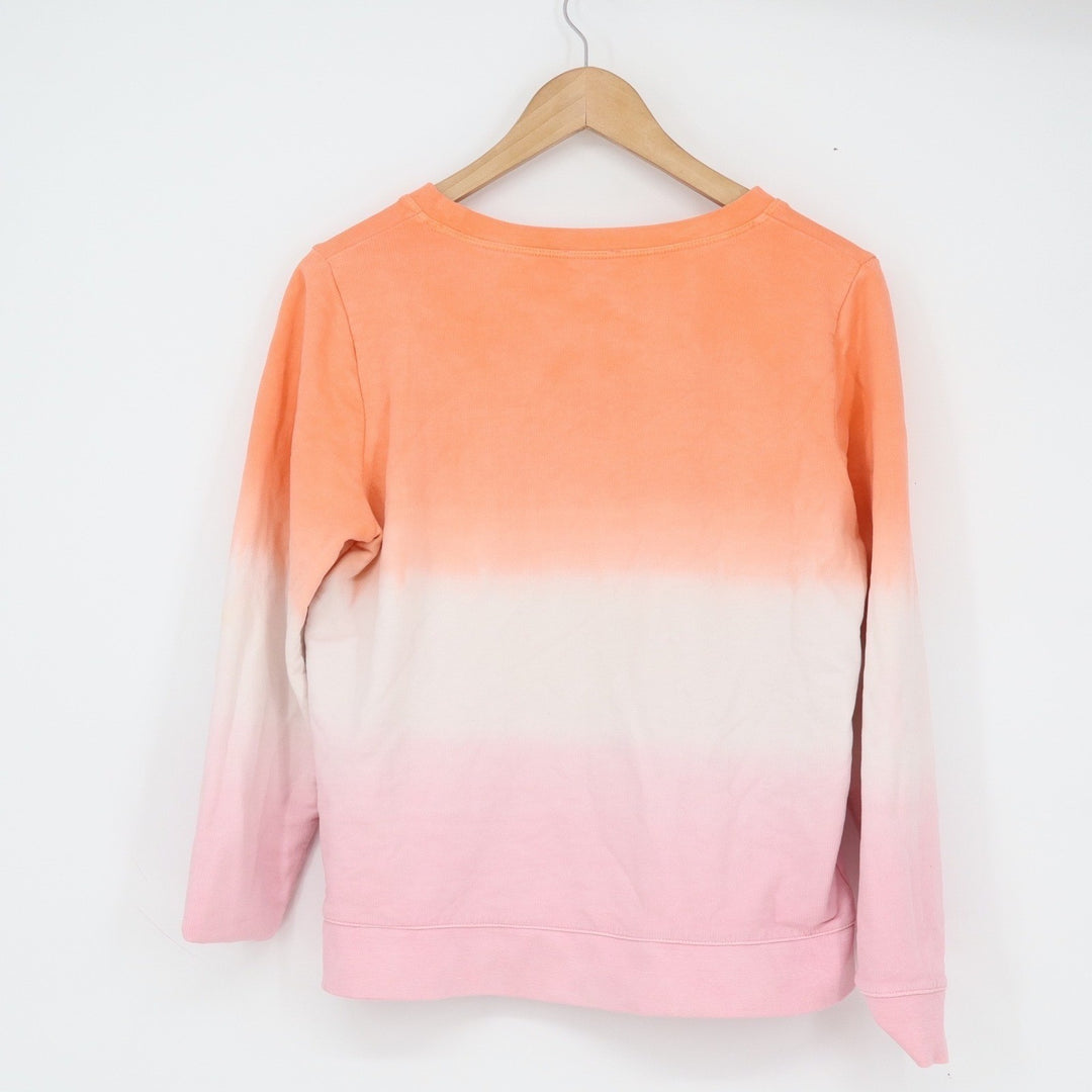 J.Crew Womens Ombre Dip-Dye Cotton Sweatshirt Orange Pink White Small