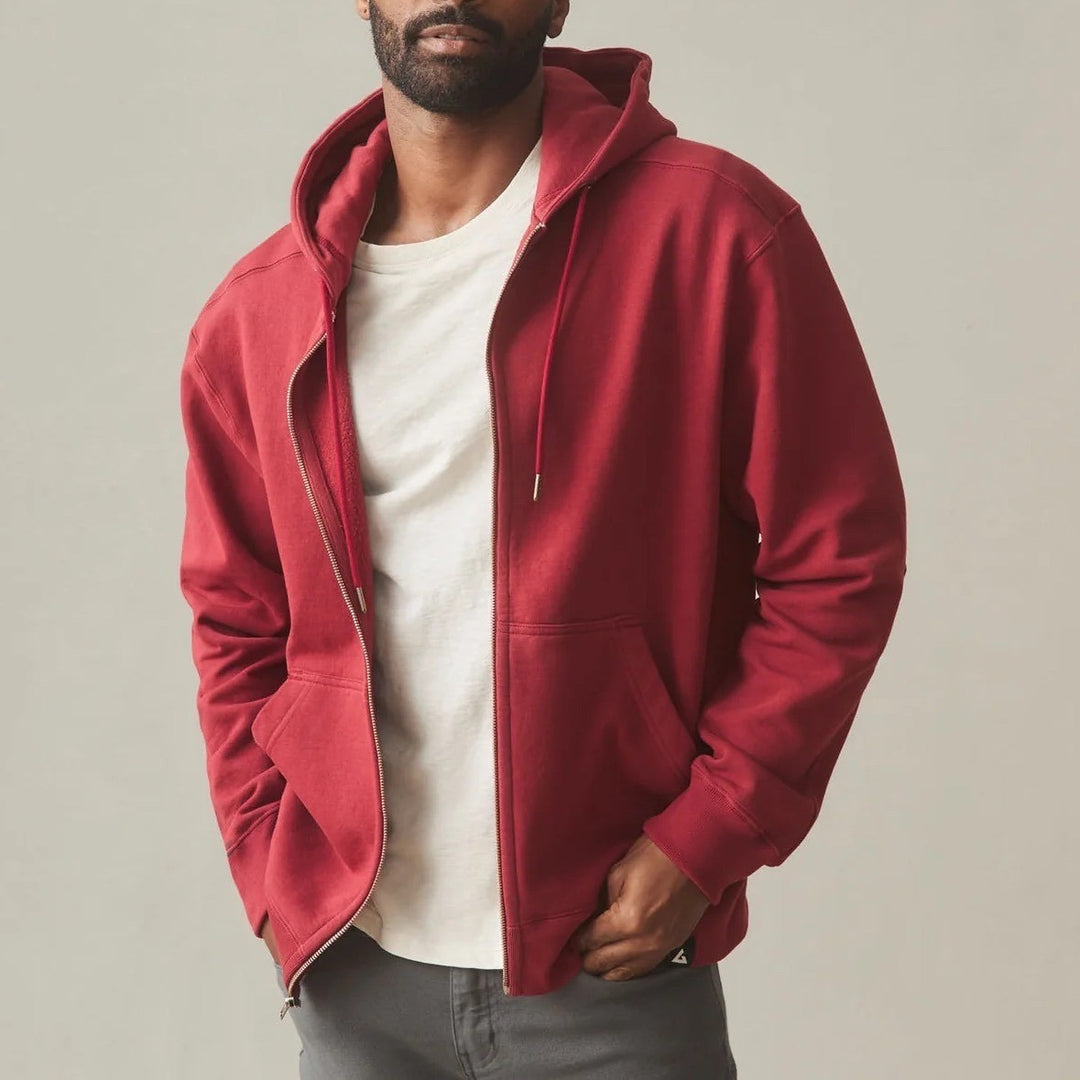 American Giant Hoodie Mens Small Red Logo Fleece Lined Cotton Kangaroo Pocket
