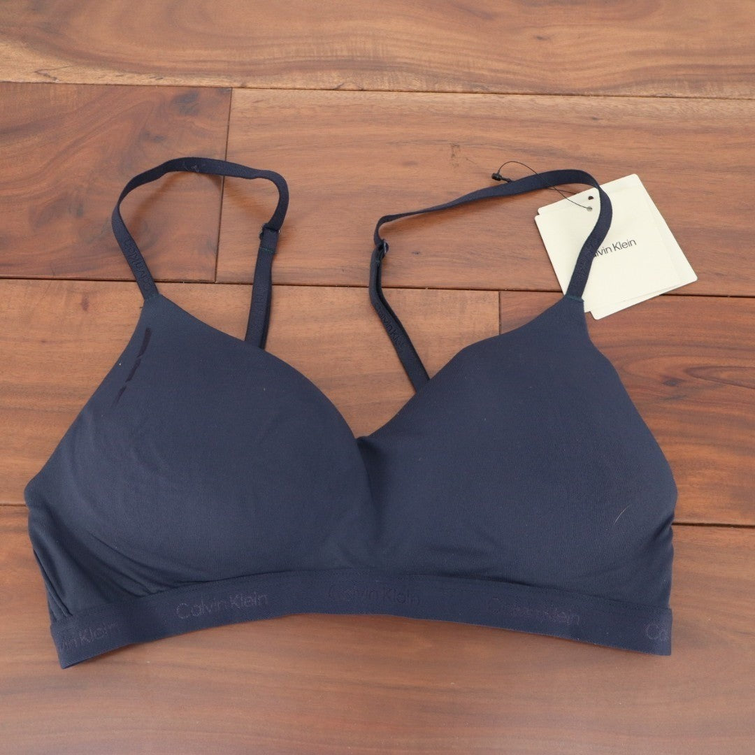 Calvin Klein Form To Body Lightly Lined Bralette Bra Womens Small Navy Blue