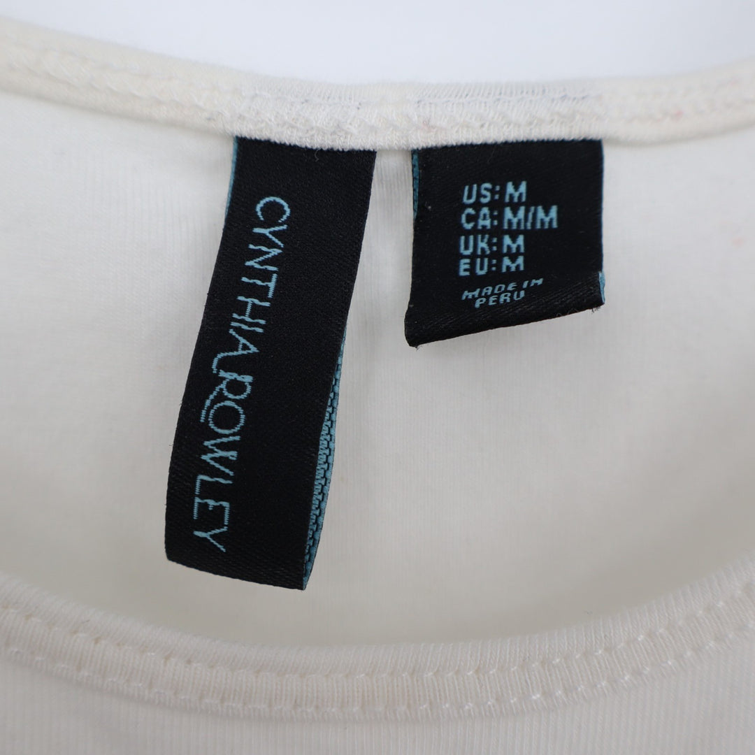Cynthia Rowley Tank Top Womens Medium White Knit Scoop Neck Spaghetti Strap