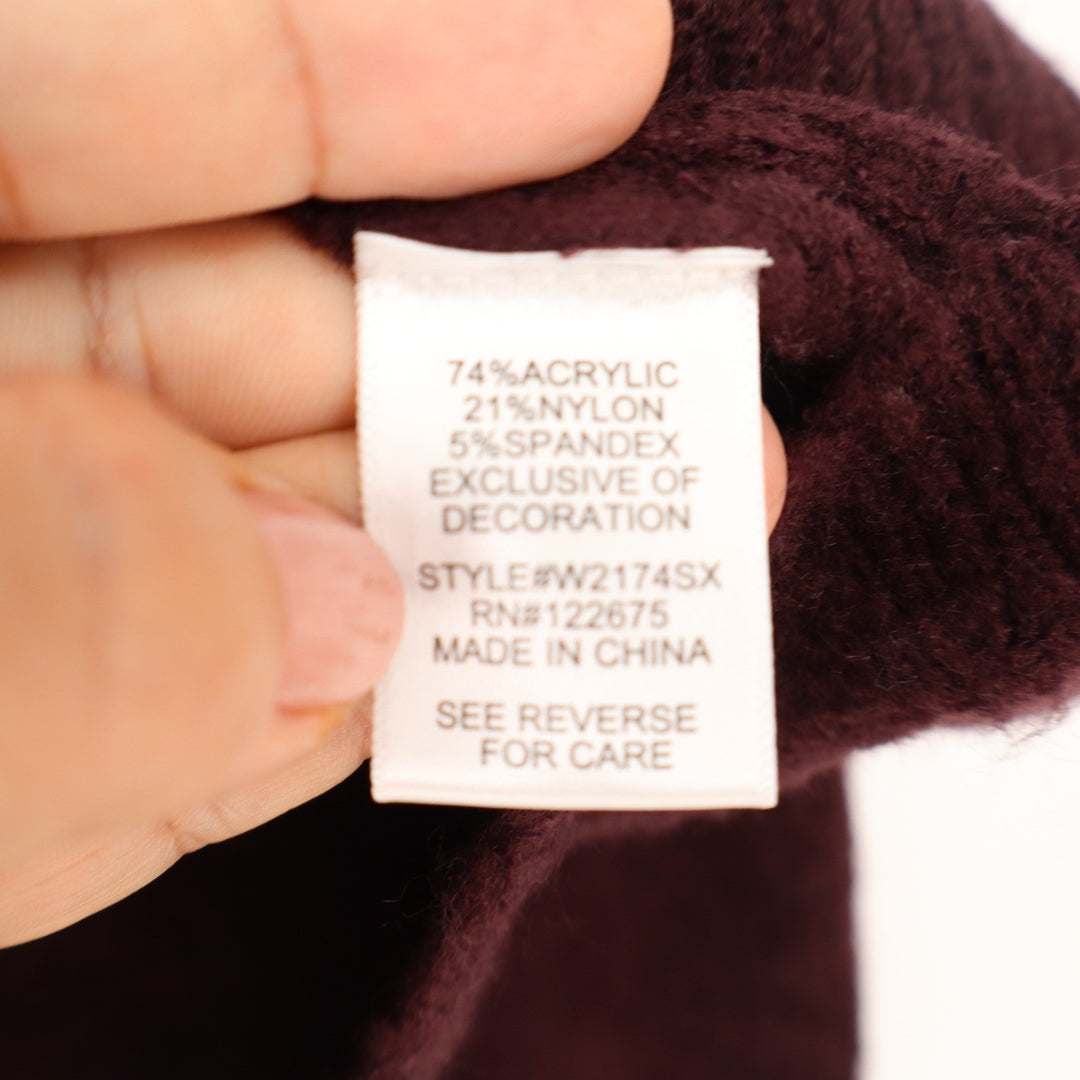 Lety & Me Womens 3X Burgundy Scoop Neck Sweater Elbow Patches Plus Size