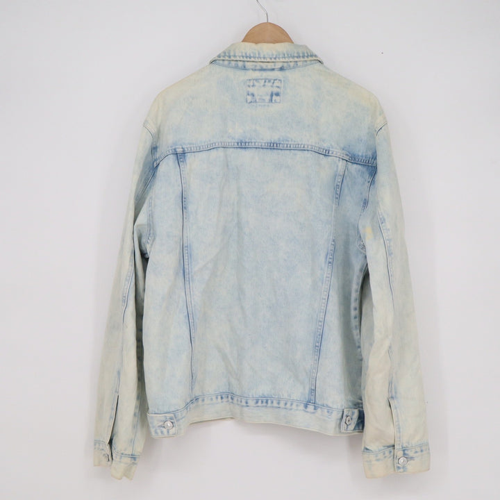 Forever 21 Men Light Wash Acid Wash Denim Trucker Jacket XL Blue Cotton