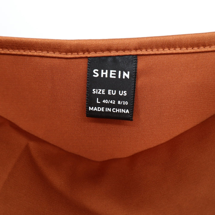 SHEIN Rust Brown Satin Cowl Neck Camisole Top Large Adjustable Straps