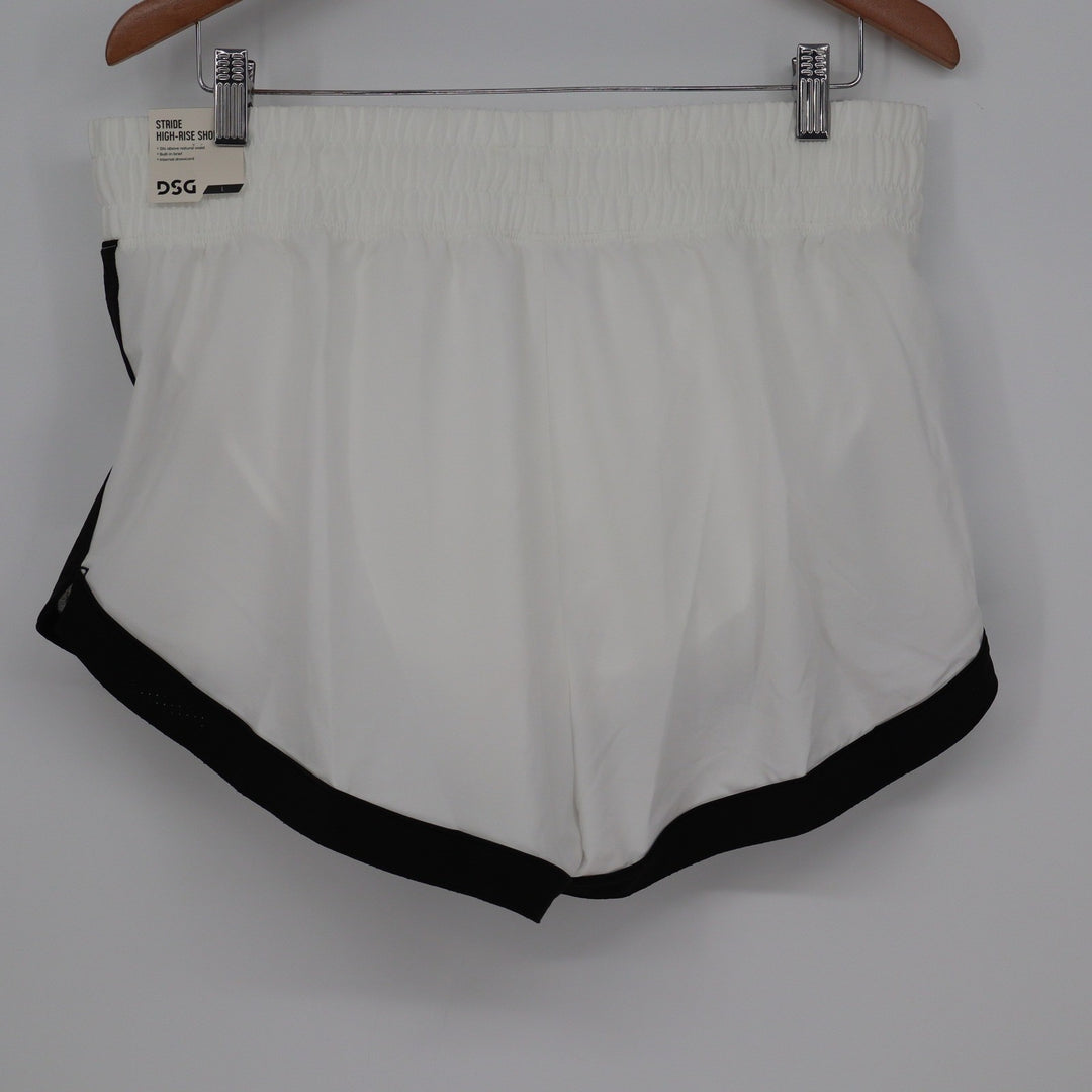 DSG Womens Mesh Stride HR Short Pure White Black Athletic Running Large NEW