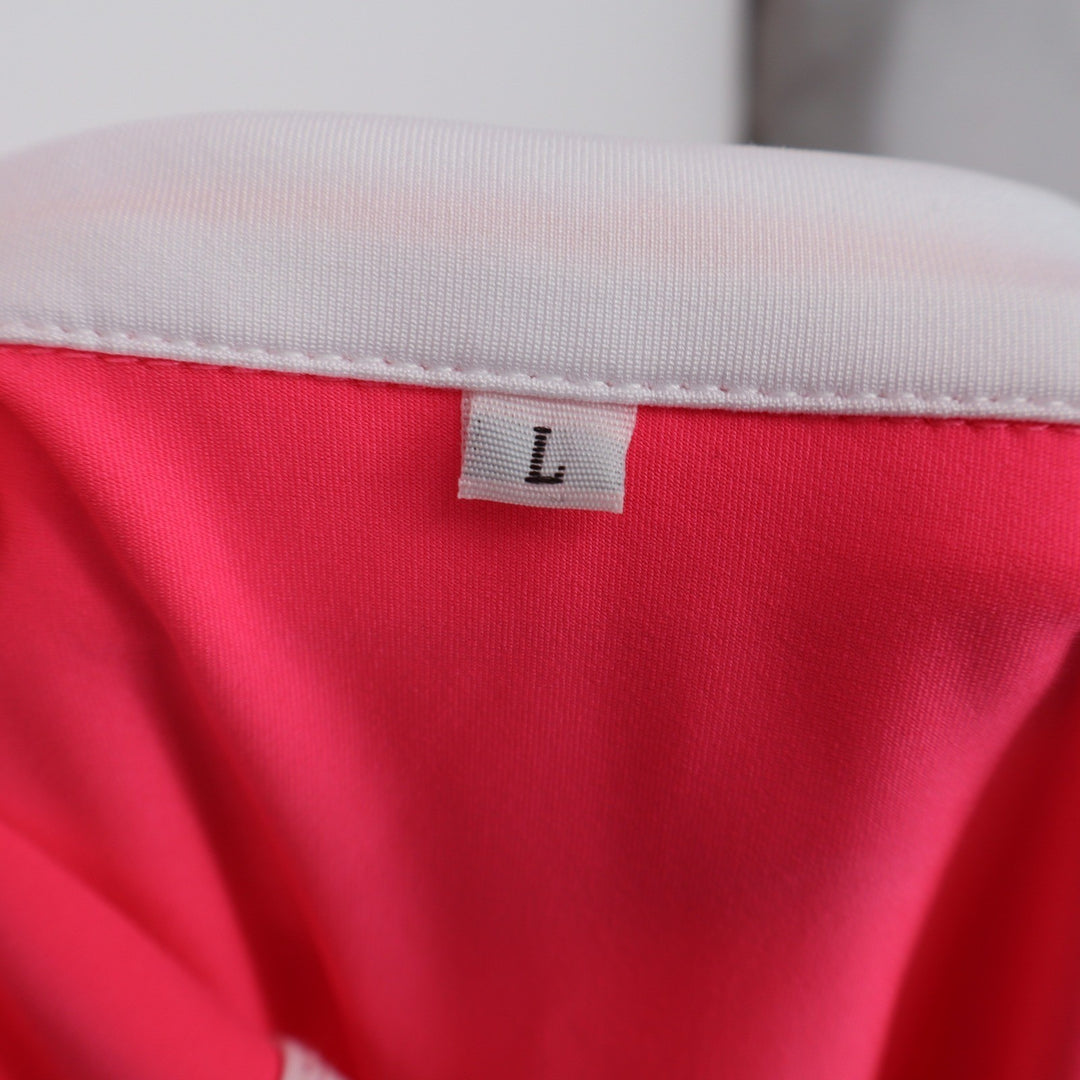 Neon Pink Quarter Zip Sleeveless Tennis Golf Dress White Polo Collar Large