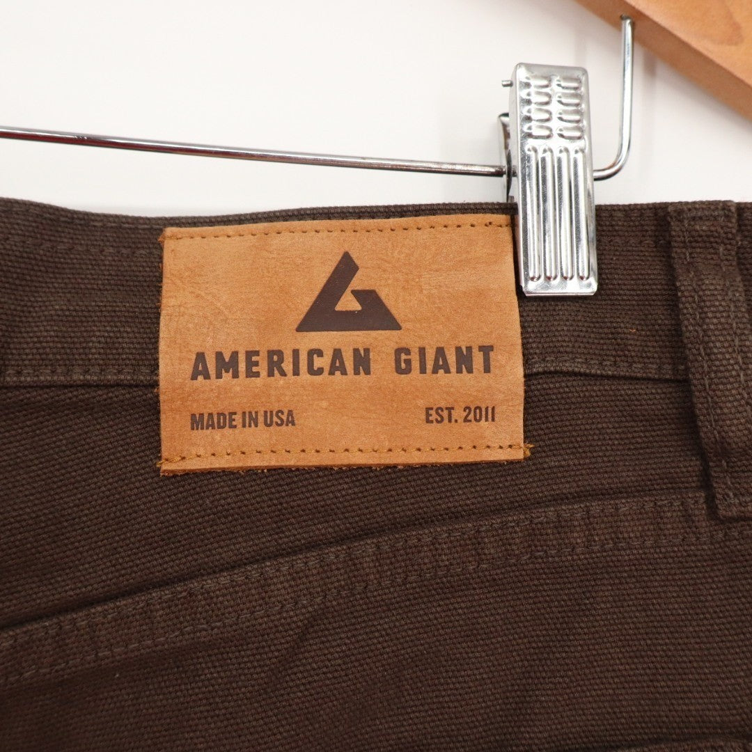 American Giant Roughneck Pants Mens 32x32 Brown Cotton Stretch Canvas Workwear