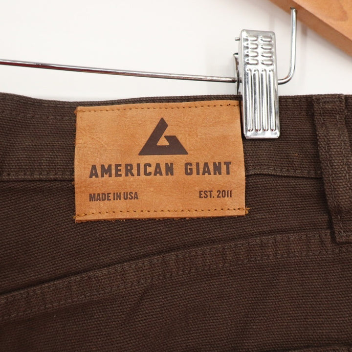 American Giant Roughneck Pants Mens 32x32 Brown Cotton Stretch Canvas Workwear