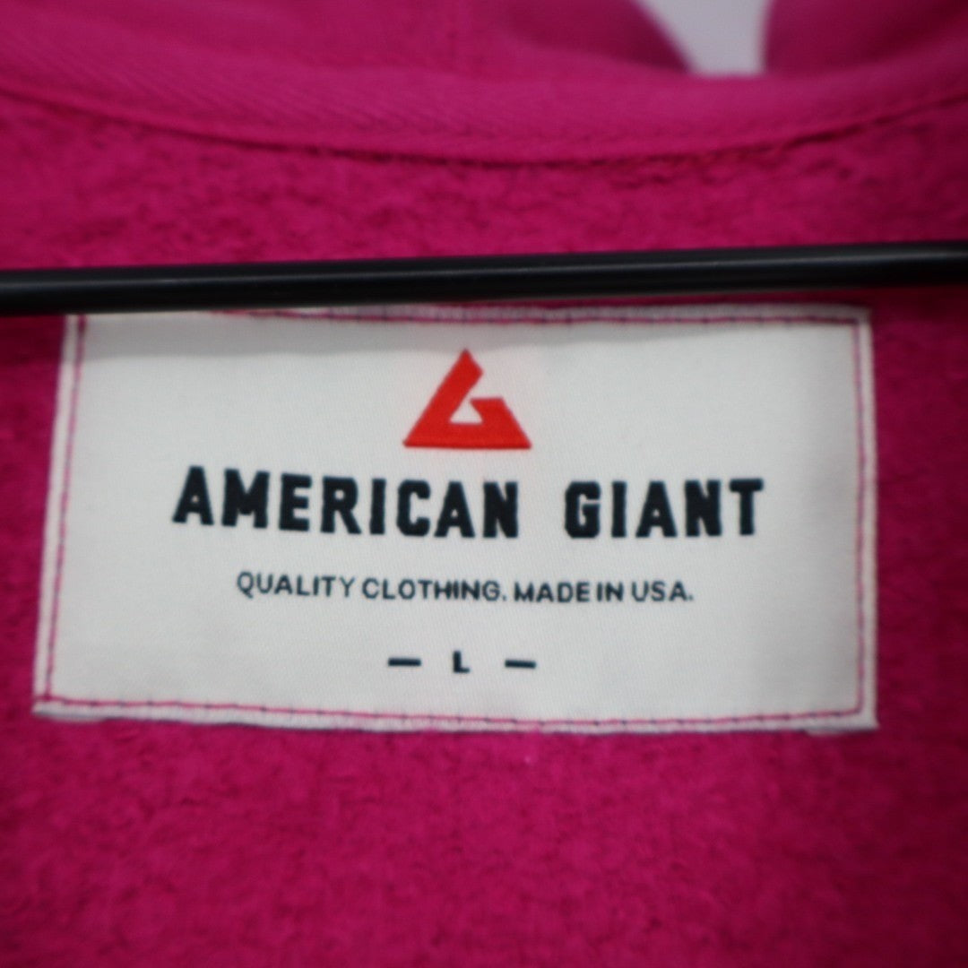 American Giant Classic Hoodie Womens Large Pink Black Full Zip Split Seam Vault