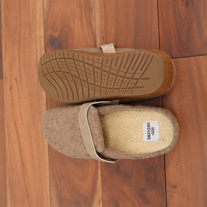 Earth Origins Ali Oatmeal Felted Wool Clogs Faux Fur Lined Mules Womens 8