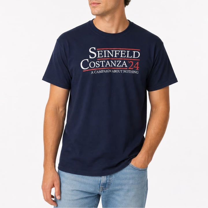 Seinfeld Costanza 24 Campaign About Nothing Navy Blue Graphic T-Shirt Mens M