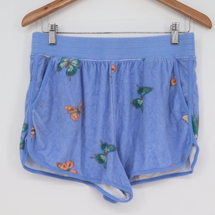 SO Goods For Life Blue Butterfly Print Boyfriend Shorts Womens Large Loungewear