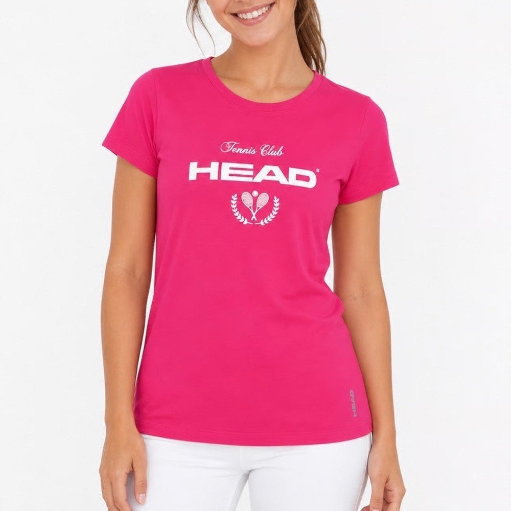 HEAD Womens Tennis Club Graphic Tee Proud Pink Short Sleeve T-Shirt