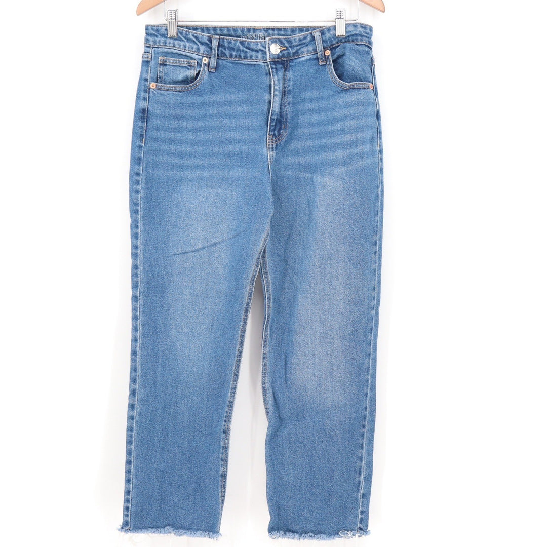 Wild Fable Womens High Rise Straight Leg Raw Hem Blue Jeans Size 12
