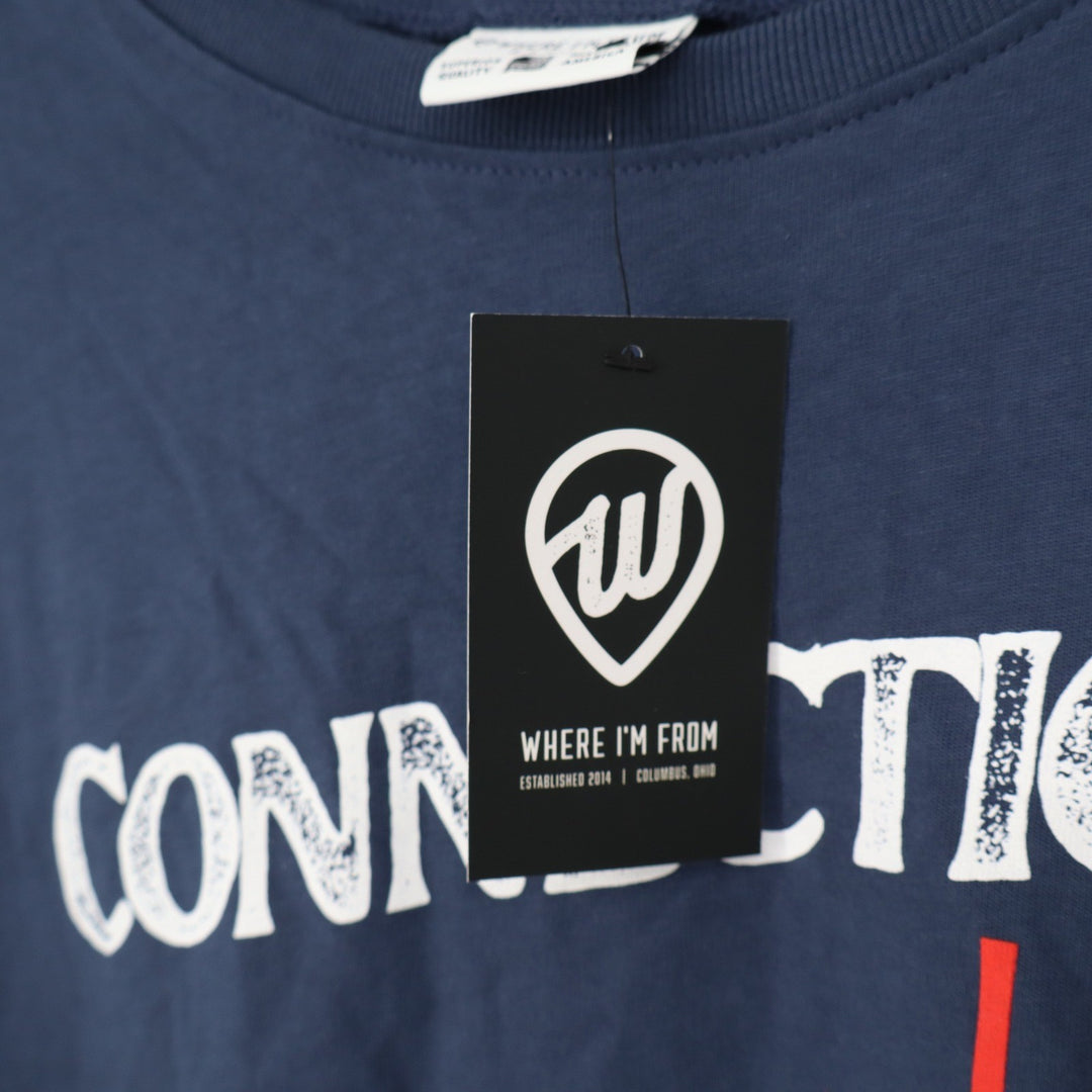 Where I'm From Connecticut USA Navy Blue Graphic T-Shirt Mens Large New