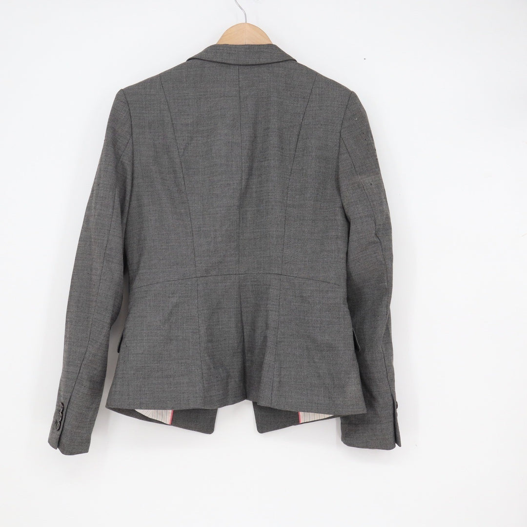 HM Womens Gray Single Button Tailored Blazer Jacket Size 10 Office Professional