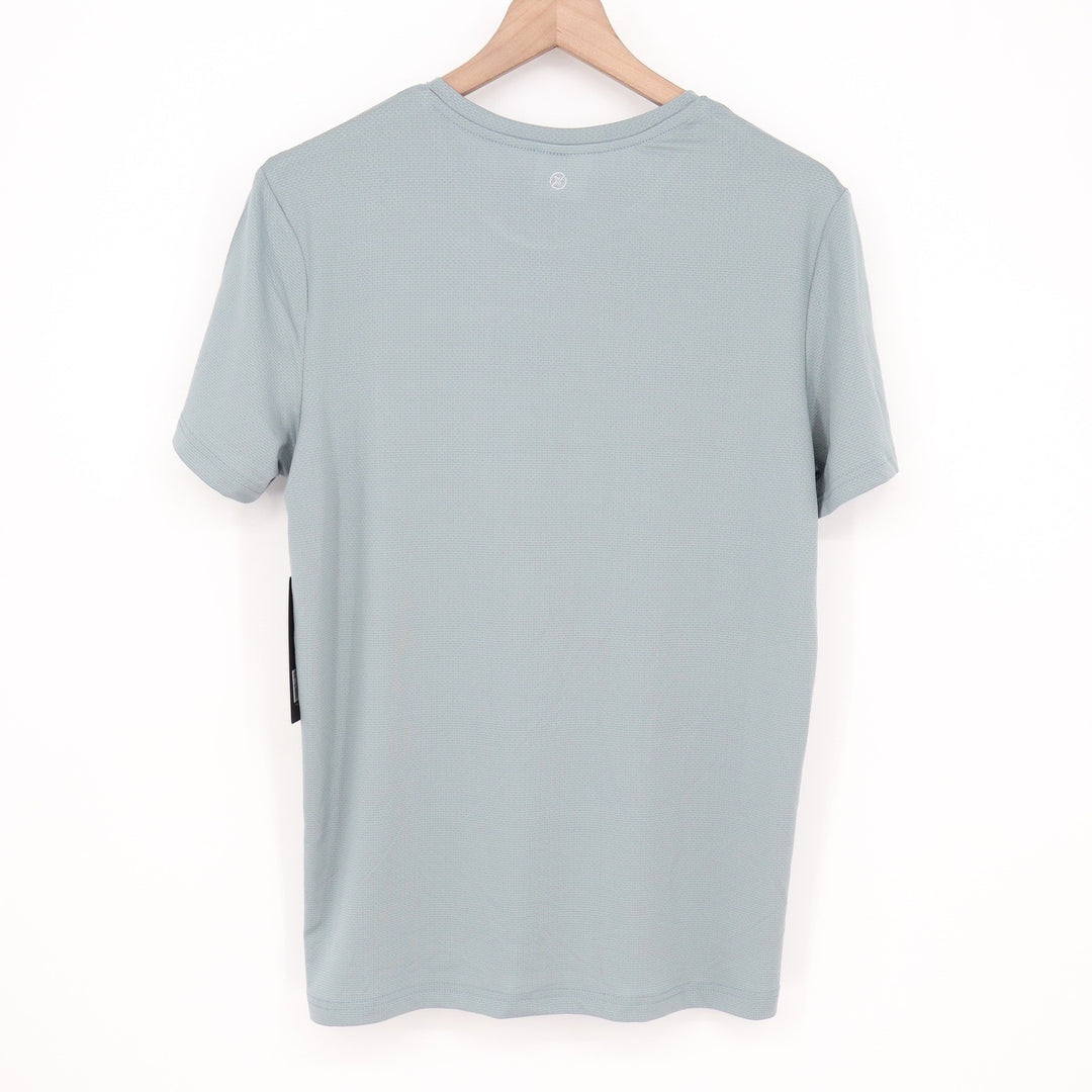 90 Degree by Reflex Mens Pique Track Tee Lead Gray Blue Short Sleeve Shirt S New