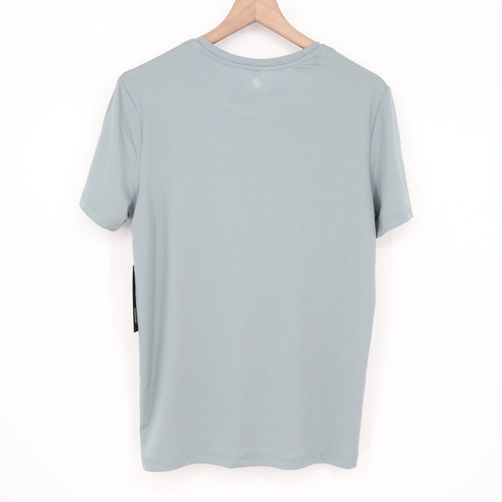 90 Degree by Reflex Mens Pique Track Tee Lead Gray Blue Short Sleeve Shirt S New