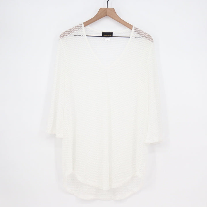 Jordan Taylor White Chevron Knit V-Neck Tunic Cover Up Large