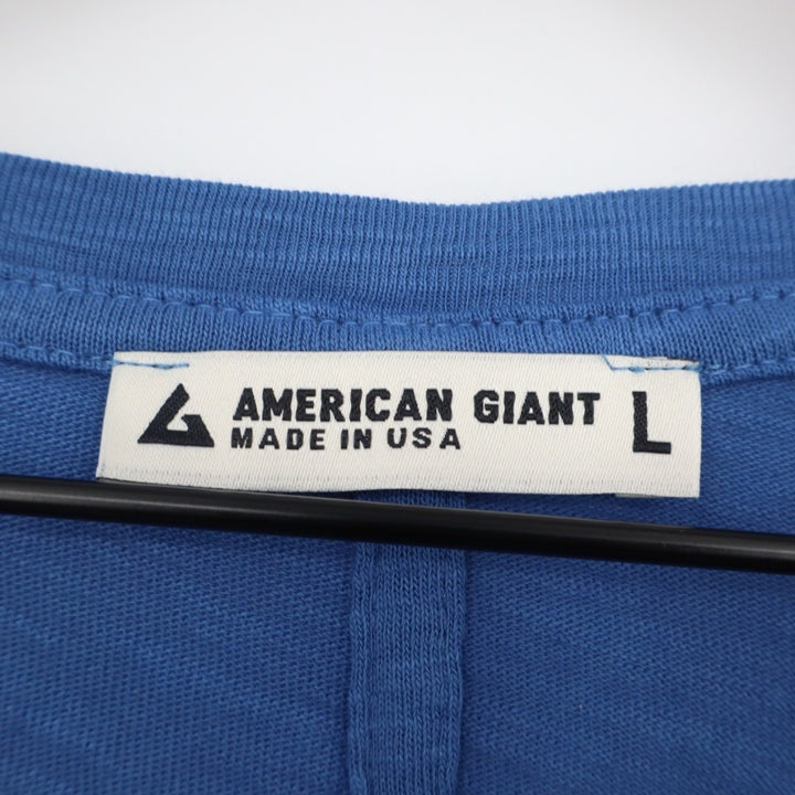 American Giant Premium Slub T-Shirt Womens Large Blue Cotton V-Neck Long Sleeve
