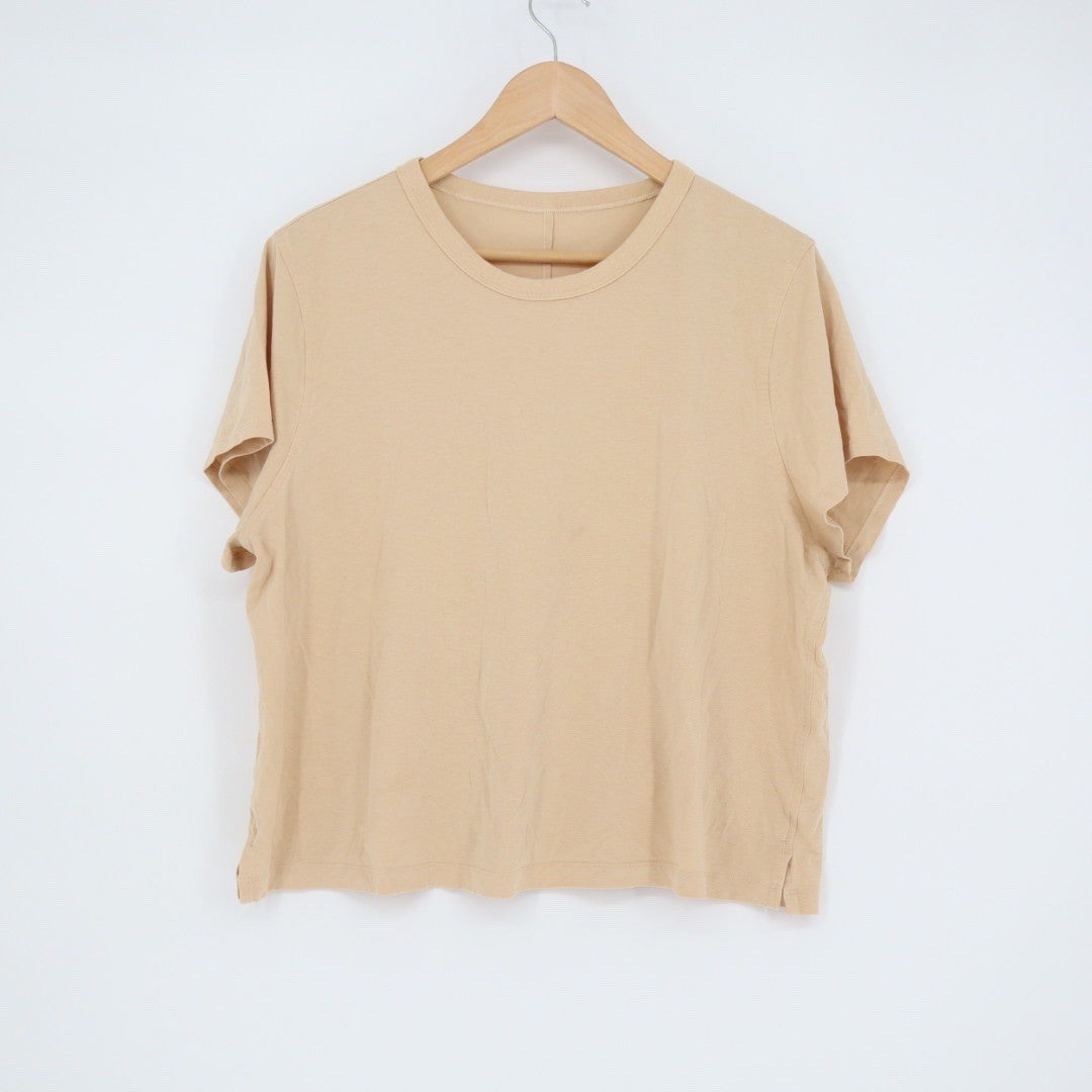 Lululemon Tan Beige Cotton Blend Crew Neck T Shirt Size 12
