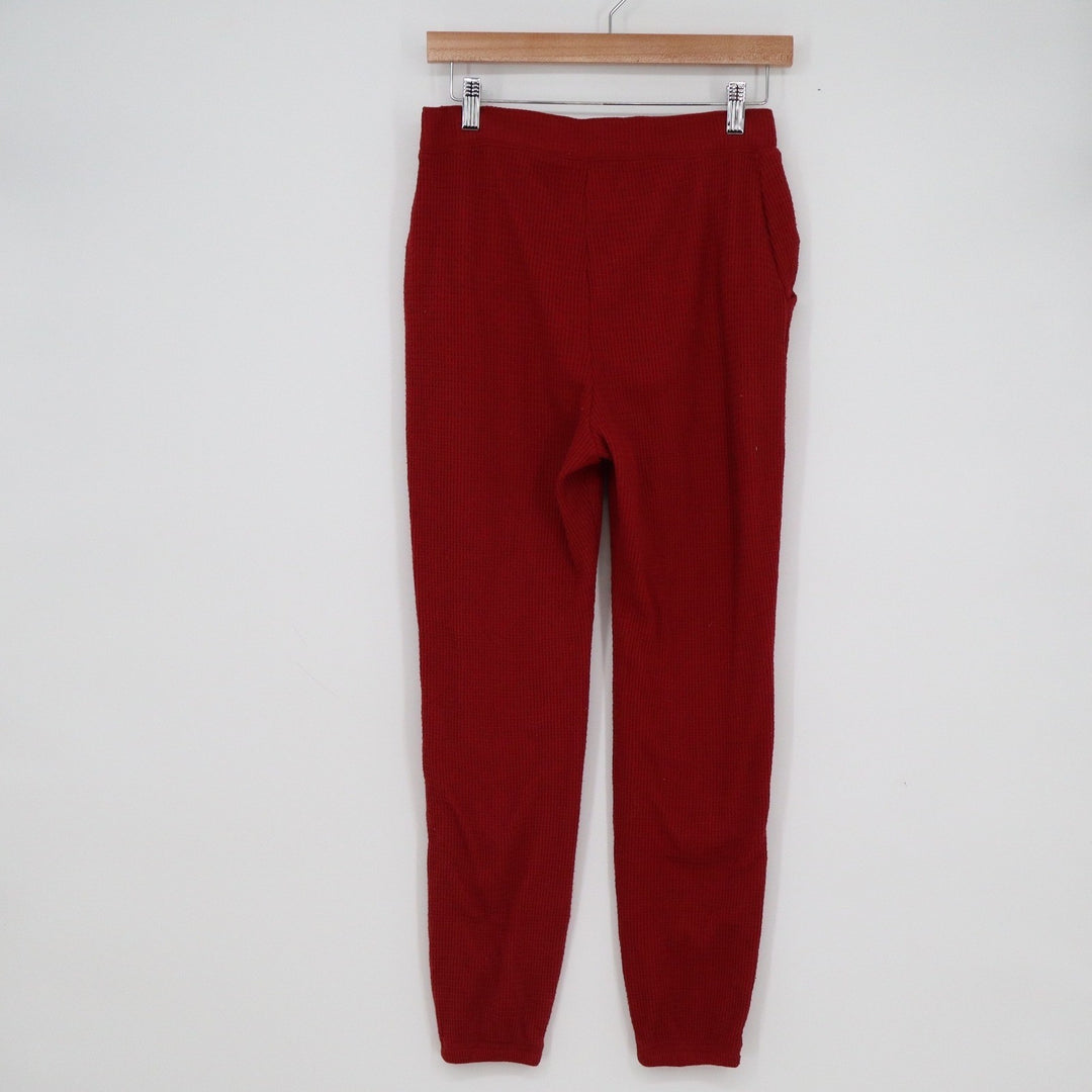 Gilly Hicks Womens Waffle Knit Jogger Pants Dark Red Drawstring Waist Medium