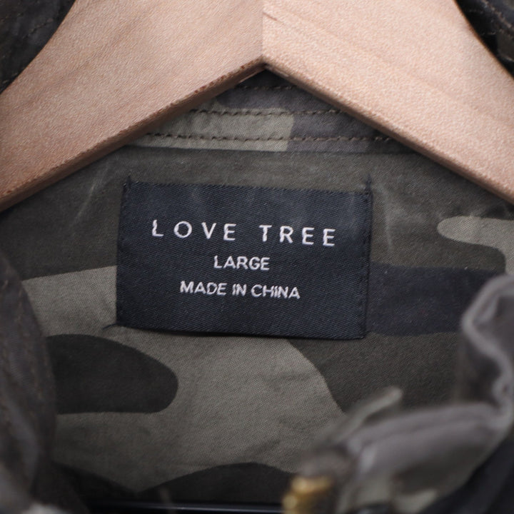 Love Tree Camo Utility Jacket Womens Large Green Military Field Coat