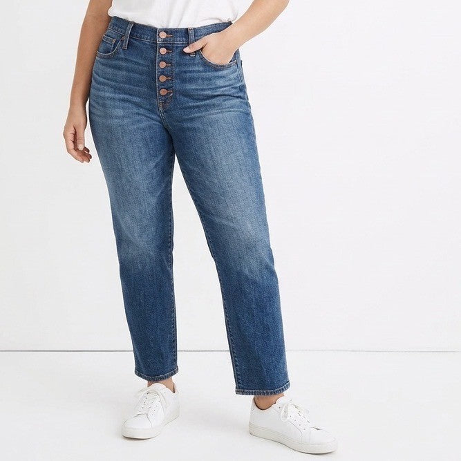Vintage Madewell The Perfect Crop Jeans Womens 26 Blue Cotton Stretch Button Fly