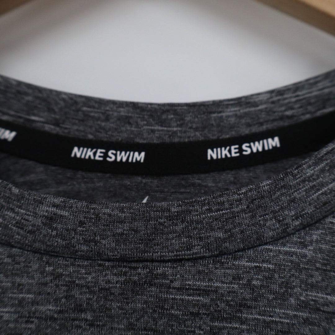 Nike Swim Mens Dri-FIT Heathered Charcoal Grey Rash Guard Training Tee Size S