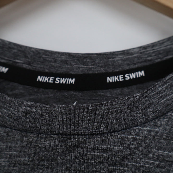 Nike Swim Mens Dri-FIT Heathered Charcoal Grey Rash Guard Training Tee Size S