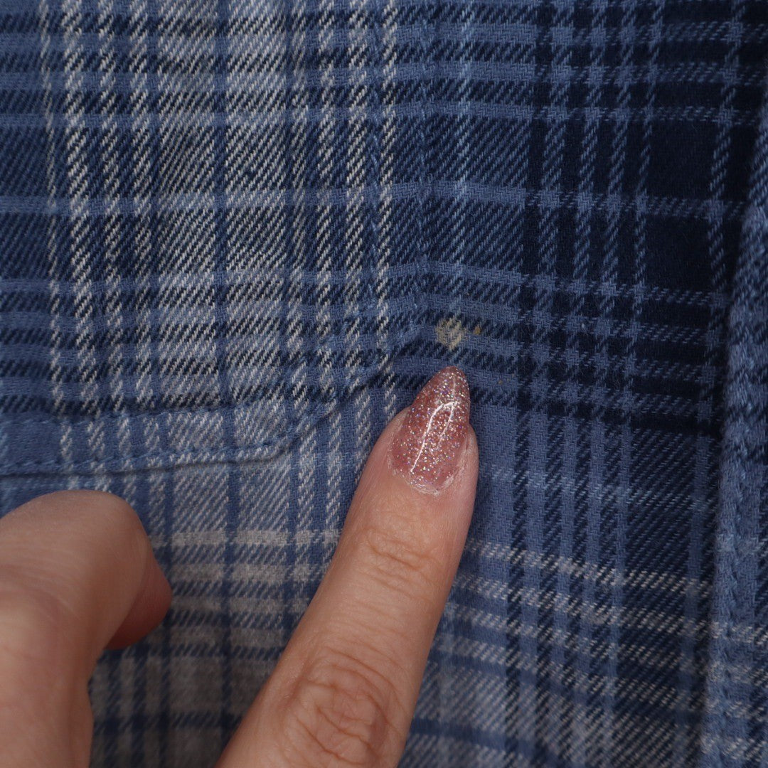 George Plaid Flannel Shirt Long Sleeve Button Down Blue Men's Size L
