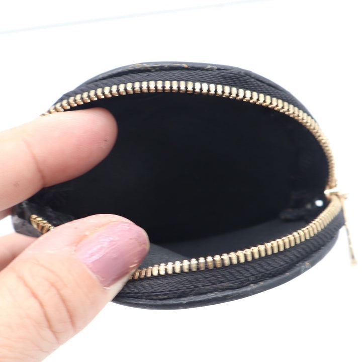 Parker Clay Black Leather Round Coin Purse Pouch Gold Zip Made in Ethiopia