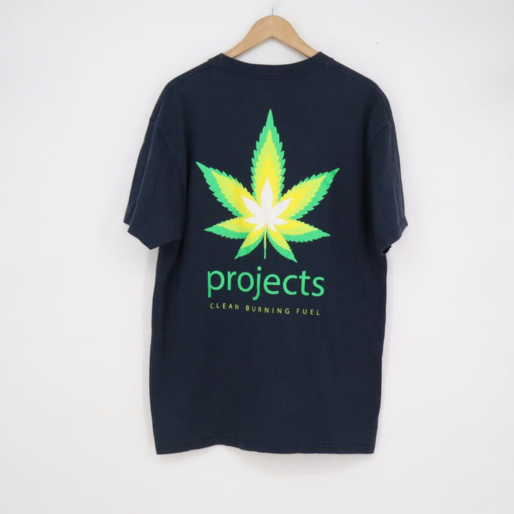 Bare Knuckle Projects Mens Large Navy Blue Cannabis Leaf Graphic T-Shirt USA