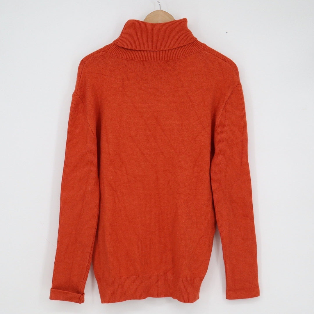 Brick Red Cable Knit Turtleneck Sweater Womens XL Long Sleeve Pullover