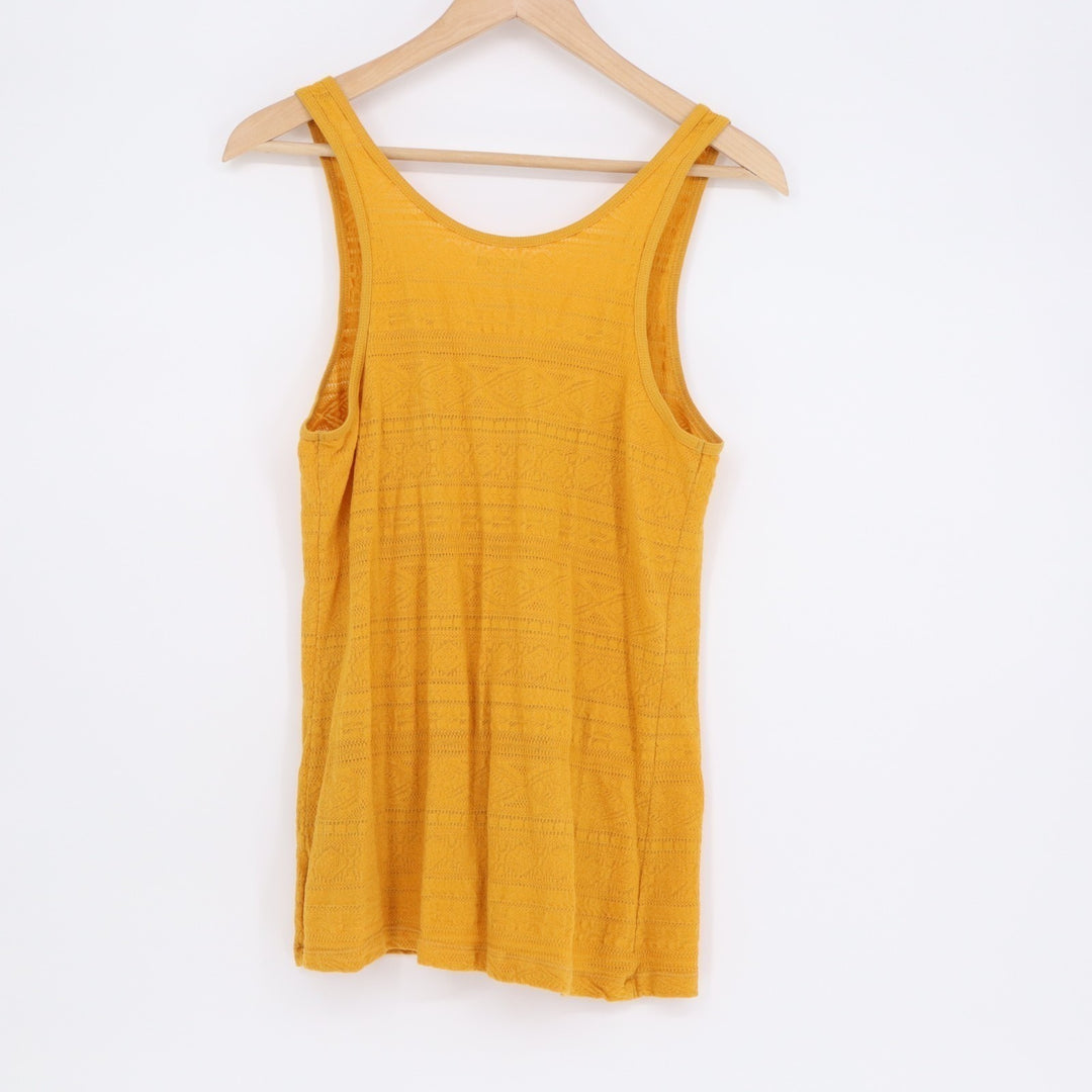 Mossimo Tank Top Womens L Yellow Cotton Stretch Textured Sleeveless Scoop Neck