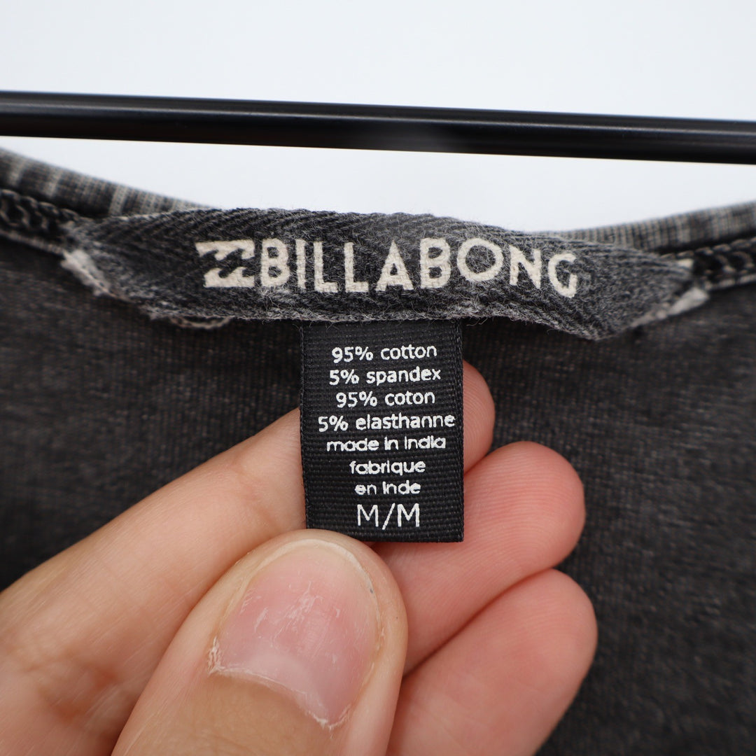 Billabong Womens M Washed Black Mineral Wash High Neck Halter Crop Tank Top