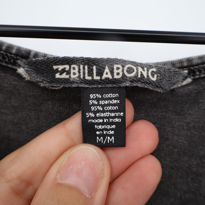 Billabong Womens M Washed Black Mineral Wash High Neck Halter Crop Tank Top
