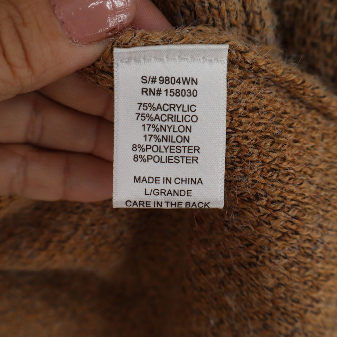 Love Tree Womens Tan Marled Longline Double Breasted Cardigan Sweater Large